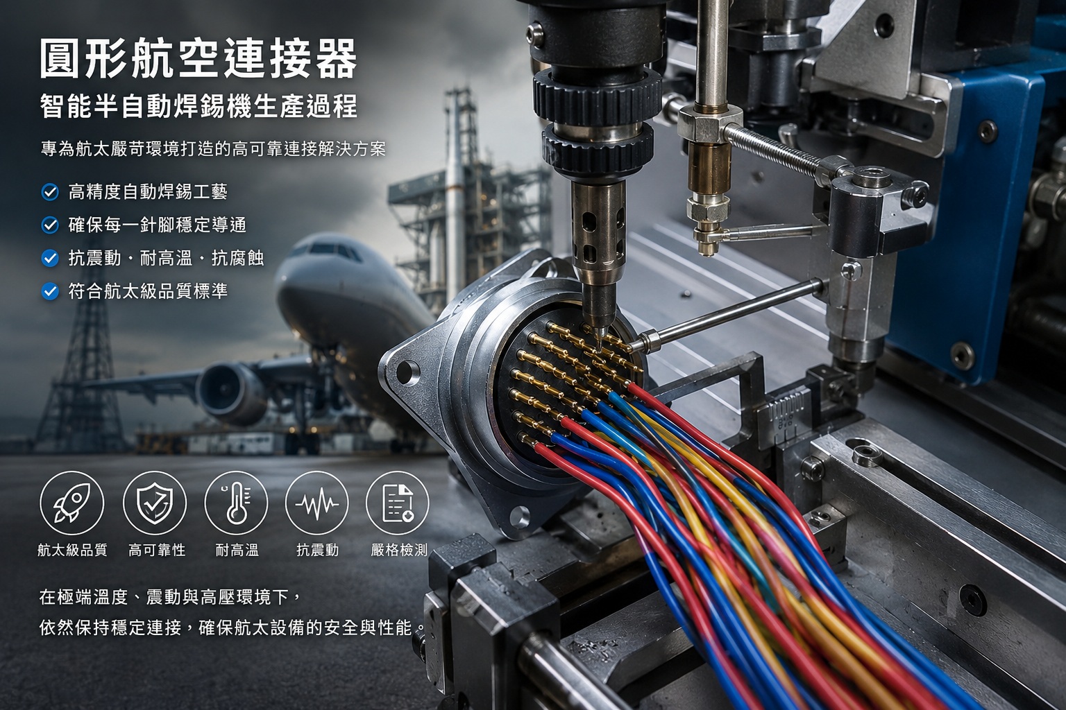 智能半自動焊錫機航空插頭 軍規防水接頭