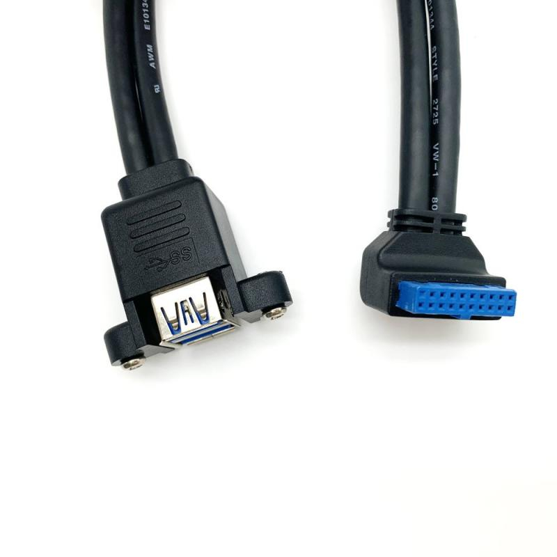 弯头 USB3.0 机壳转接线 主机板转接线 20pin转USB线 