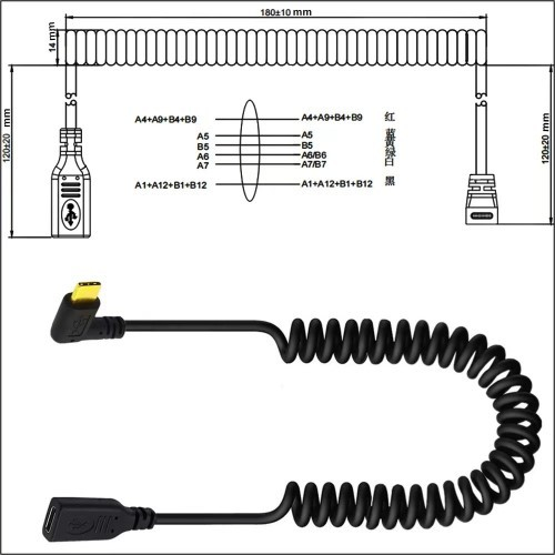 USB 3.0 Type-C公 对母捲线传输线