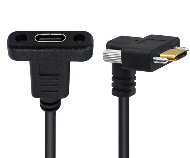 彎頭公對母帶螺絲孔USB3.1 Type-c傳輸線