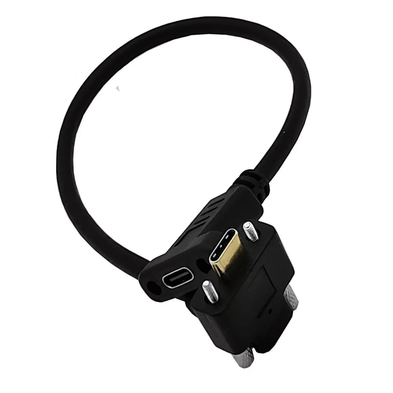 彎頭公對母帶螺絲孔USB3.1 Type-c傳輸線