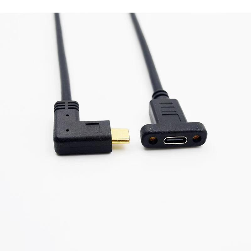USB 3.1 Type C公90度弯头/C母带锁孔 传输线
