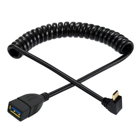 USB 3.0 A母-C公 彎頭伸縮彈簧傳輸線