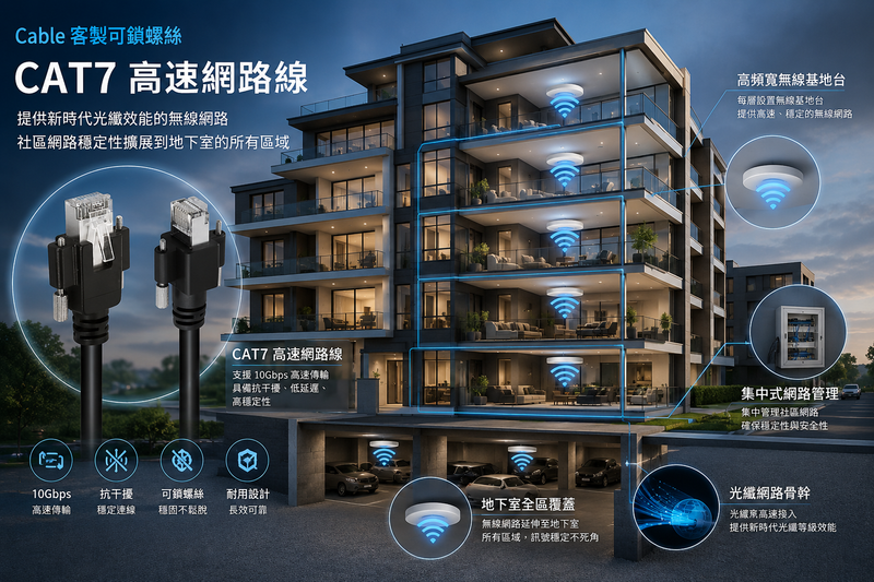 Cable 客製可鎖螺絲 CAT7 高速網路線
