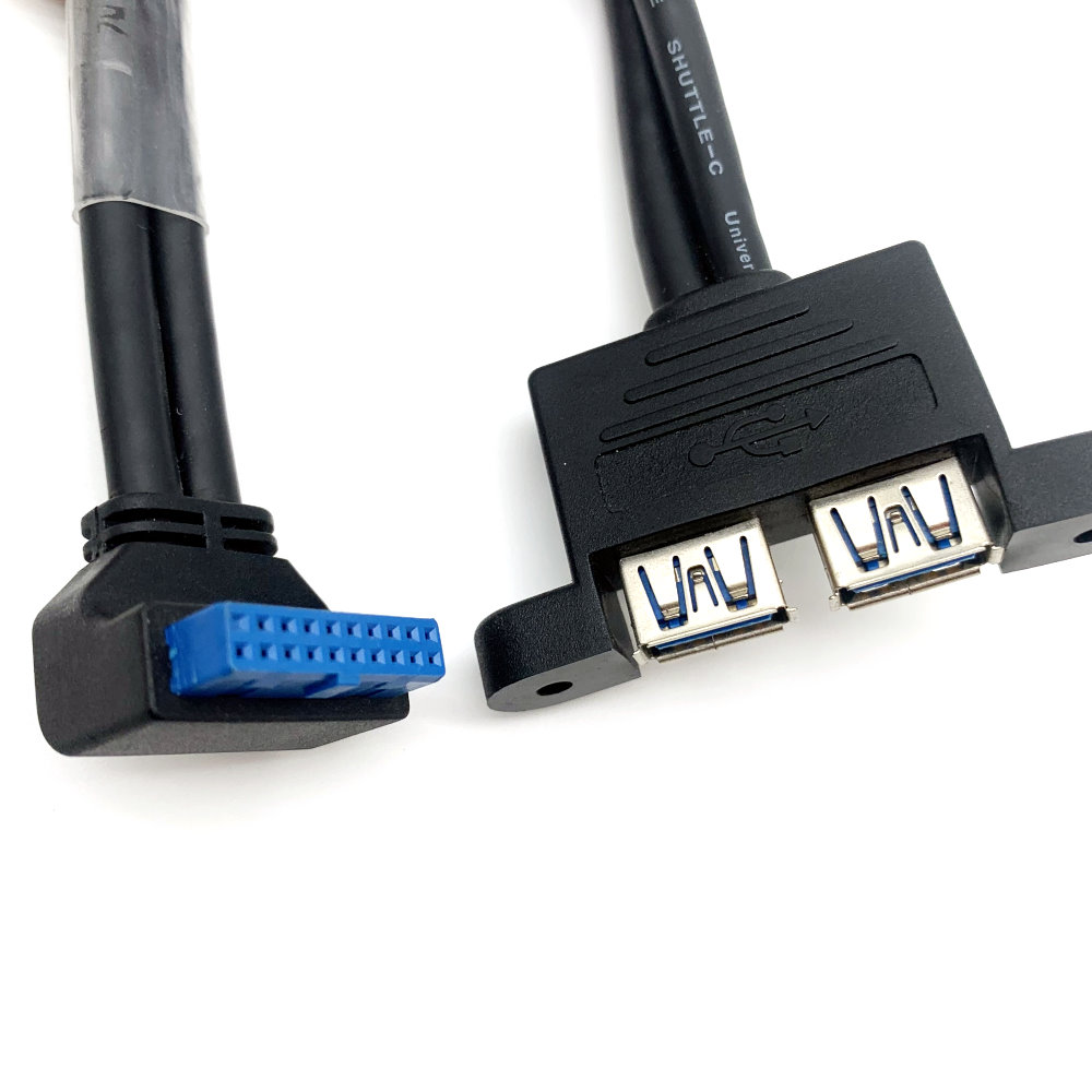 U3-043 20pin转双USB母线 USB3.0转接线 机壳转接线 主机板转接线 USB19针转接线 可锁面板