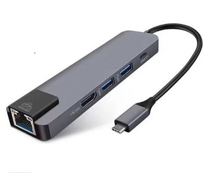(HDMI+VGA+RJ45+PD+USB A) 5合1 USB C 多功能集线器