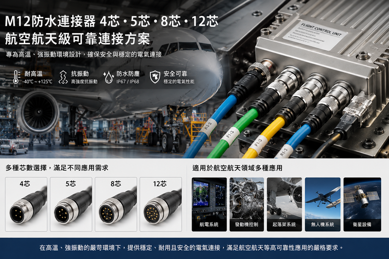 M12航空插頭防水連接器4芯5芯8芯12芯M12防水連接器